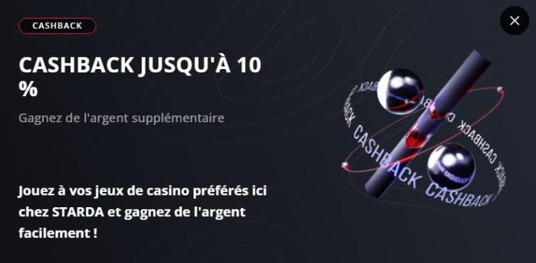 Starda Casino cashback hebdomadaire