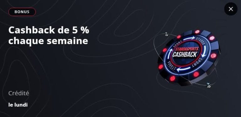 Starda Casino cashback semaine