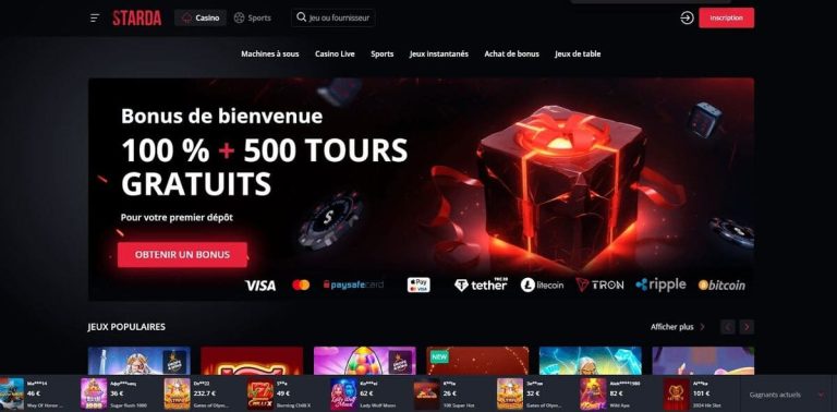 Starda Casino page accueil