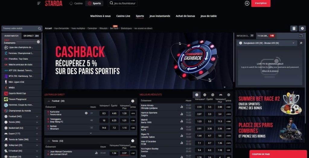 Starda Casino paris sportifs